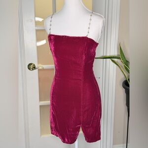 Lulu's Strapless Velvet Dress in Red Velvet